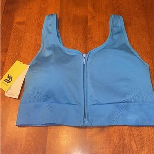 Women's Medium Support Seamless Zip-Sports Bra - All in Motion Neon Blue XXL